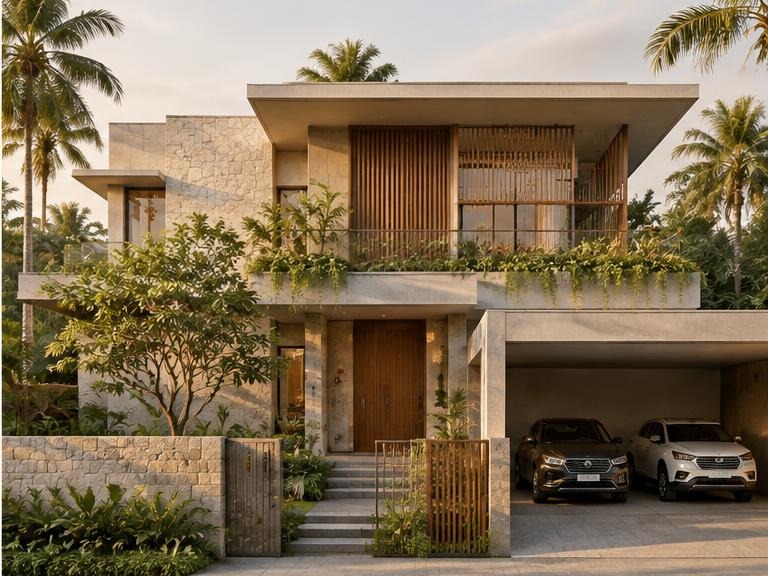 Completed contemporary residence developed from the architectural plan