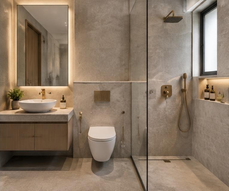 Completed bathroom interior