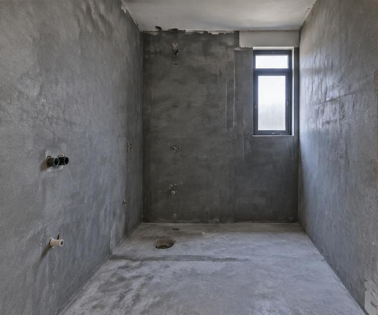 Unfinished bathroom shell