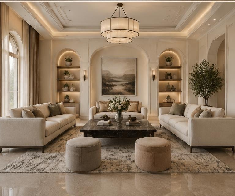 Completed formal drawing room interior