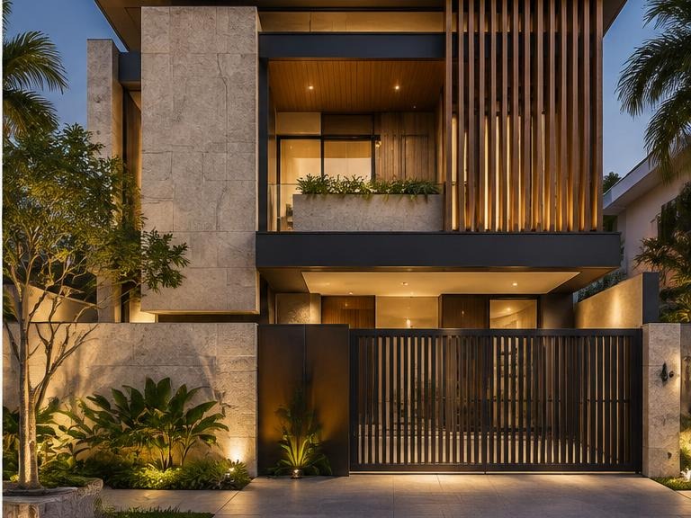Completed contemporary facade developed from the elevation study