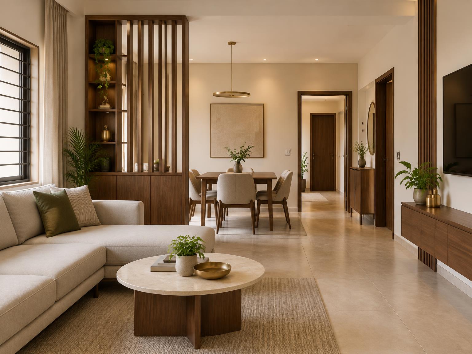 Re-modified drawing and dining room interior of a house in Patna