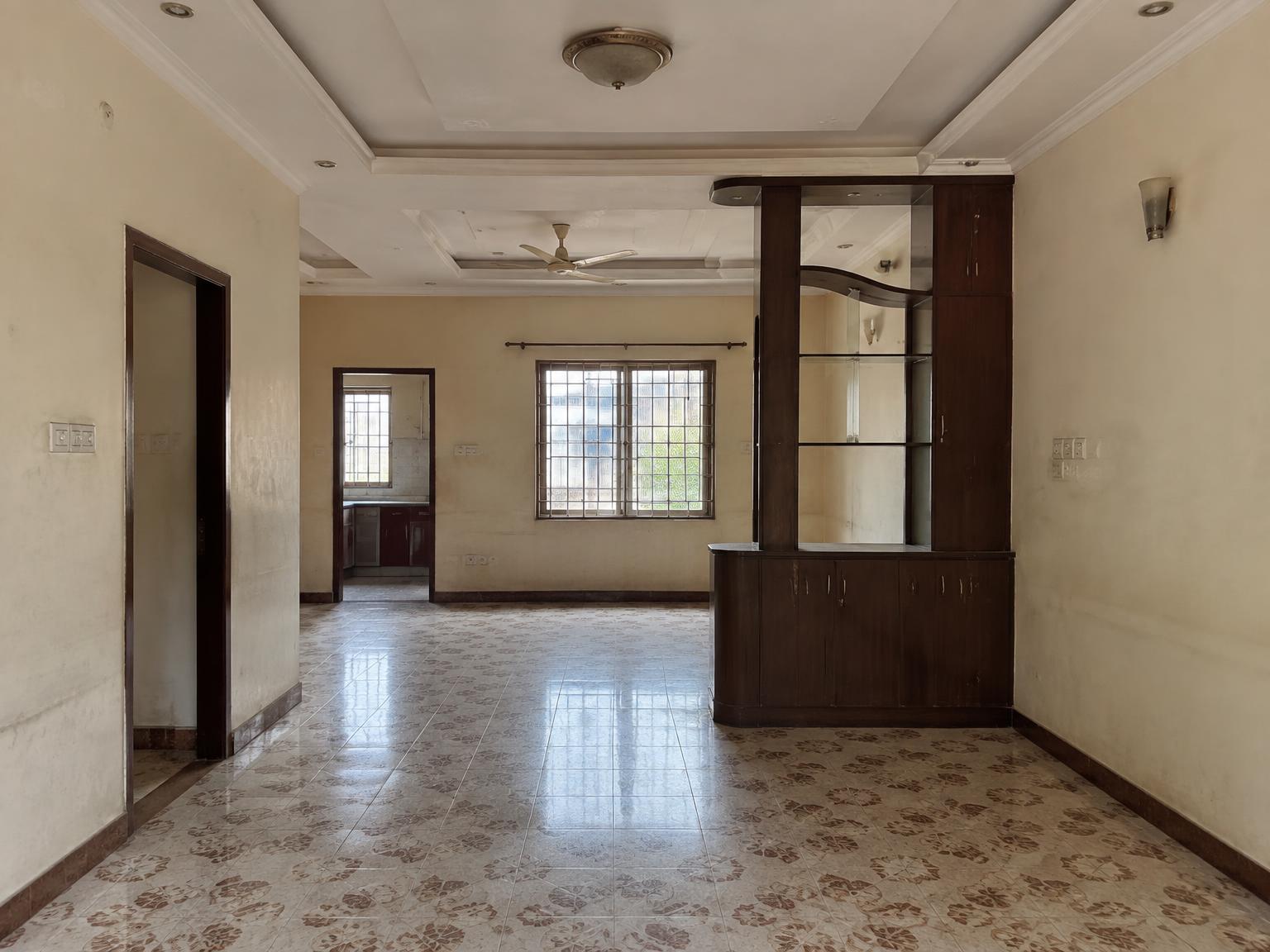 Existing living and dining room before house re-modification
