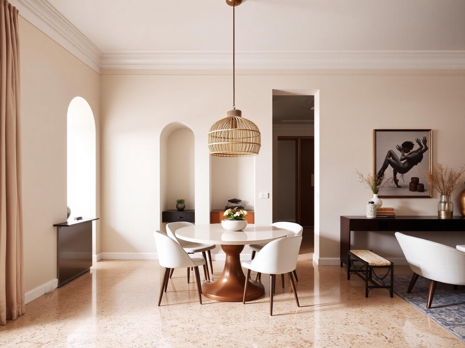 Re-modified drawing and dining room interior of a house in Patna