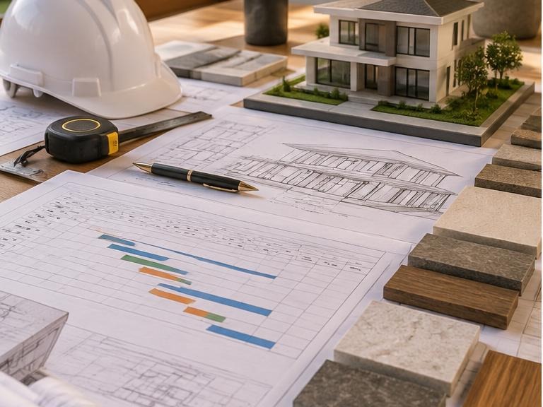 Residential construction plans, house model and material schedule