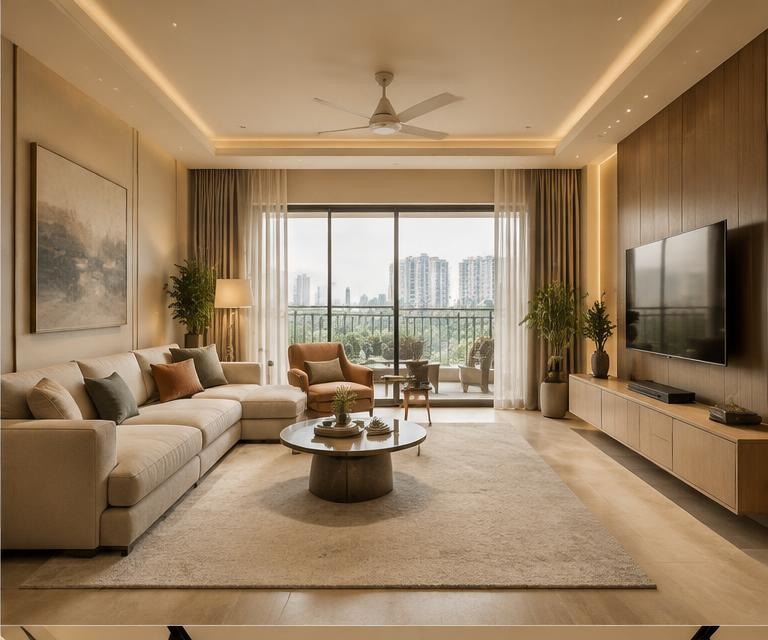 Luxury residential living room interior designed in Patna