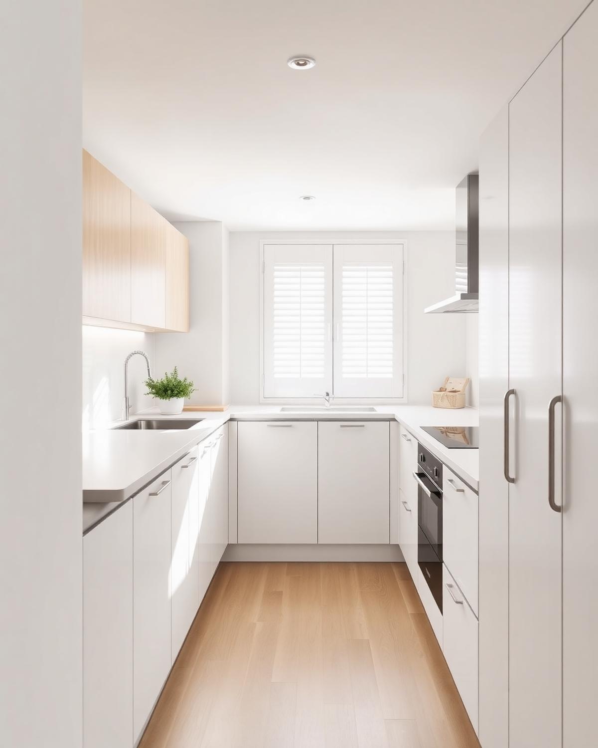 Straight line modular kitchen design in a compact apartment